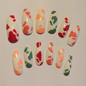 Colorful Cow Print Press On Nails - New Hand Painted
